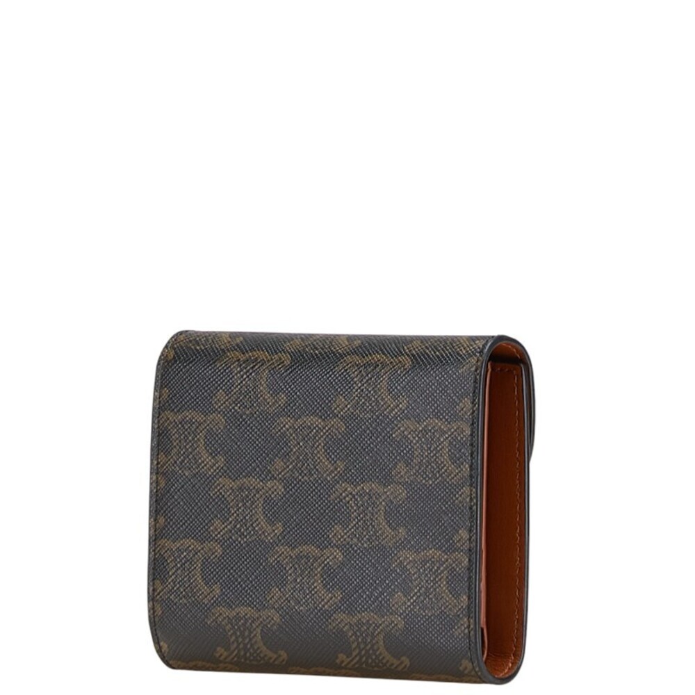 Celine Tri Black Wallet Macadam Leather fold Brown